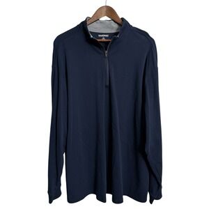 Roundtree & Yorke 1/4 zip pullover men's 2XB navy blue TravelSmart active casual